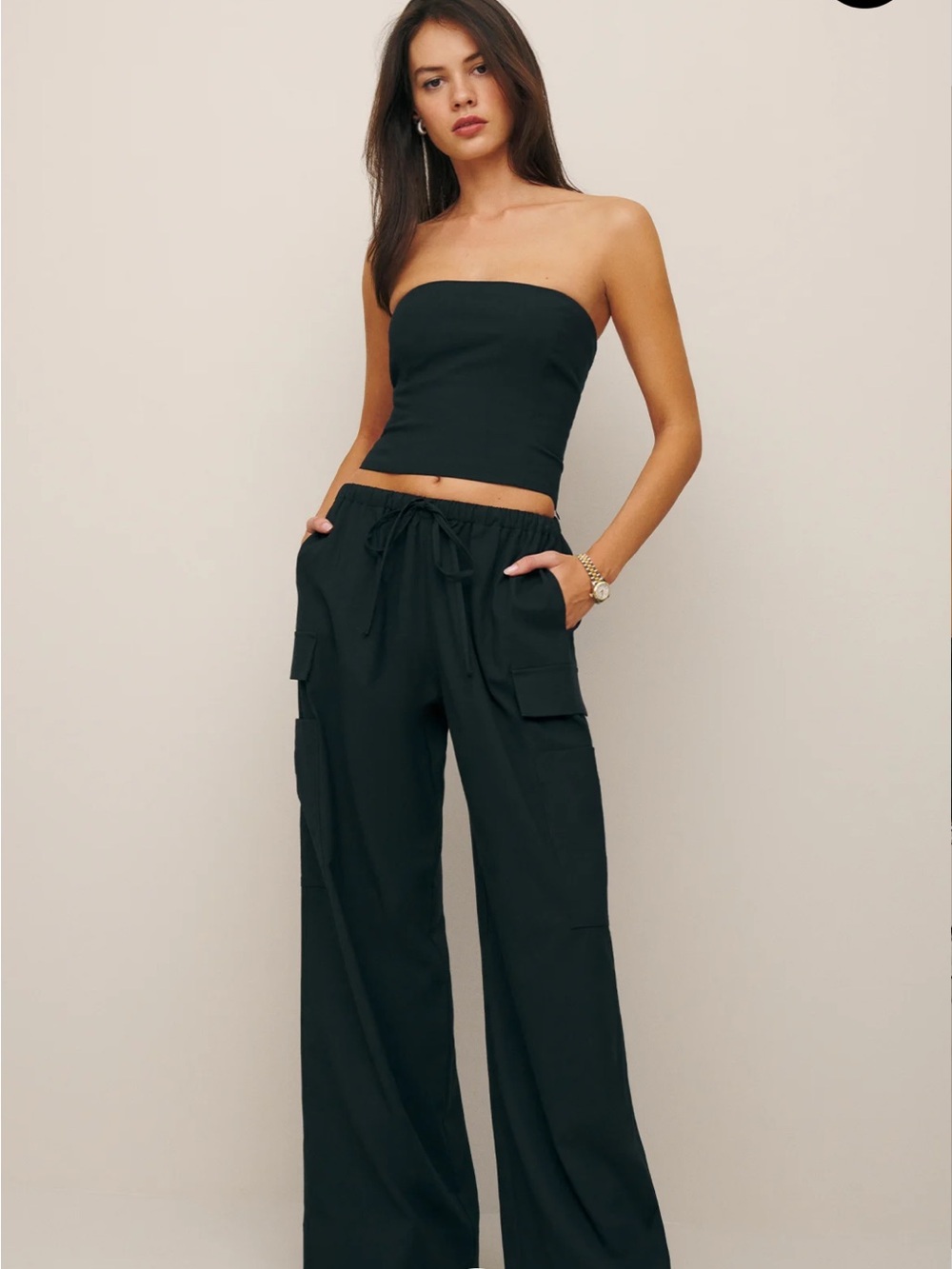Reformation Black Stella Tube Top with Elastic Back